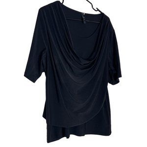 Ashley Blue Women's Black Drapped Gathered Cowl Neck Double Lined Size‎ L?
